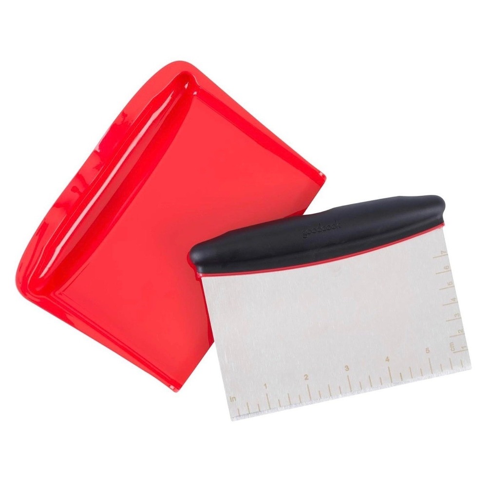 Good Cook Touch 6 Inch Bench Scraper and Scoop Set Red Black Stainless Steel